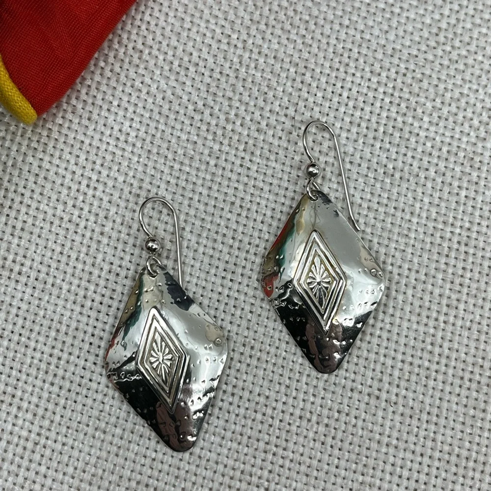 Handmade Vintage Sterling Silver Earrings | 90s Artisan Design - Picture 12 of 16